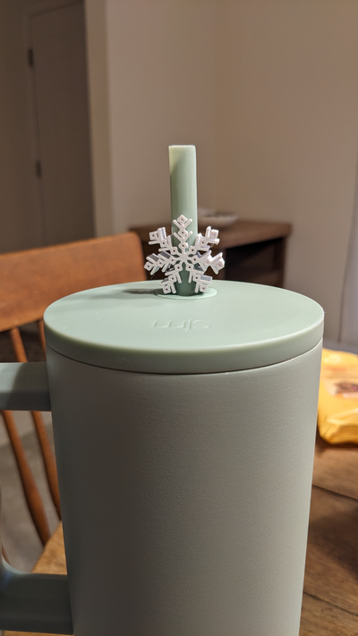 simple modern snowflake straw by ck designs household house models christmas tumbler stanley 3d print model - Mito3D