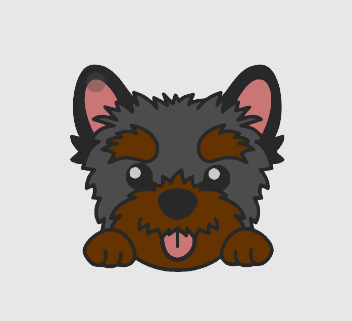 lindo yorkshire terrier llavero by dub1ns arte 2d perro 3D print model - Mito3D