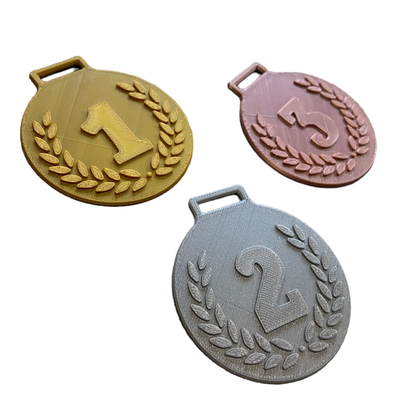 medalha conjunto by dashmik arte moeda distintivos 1st 2nd 3rd colocar troféu ouro prata bronze 3d print model - Mito3D