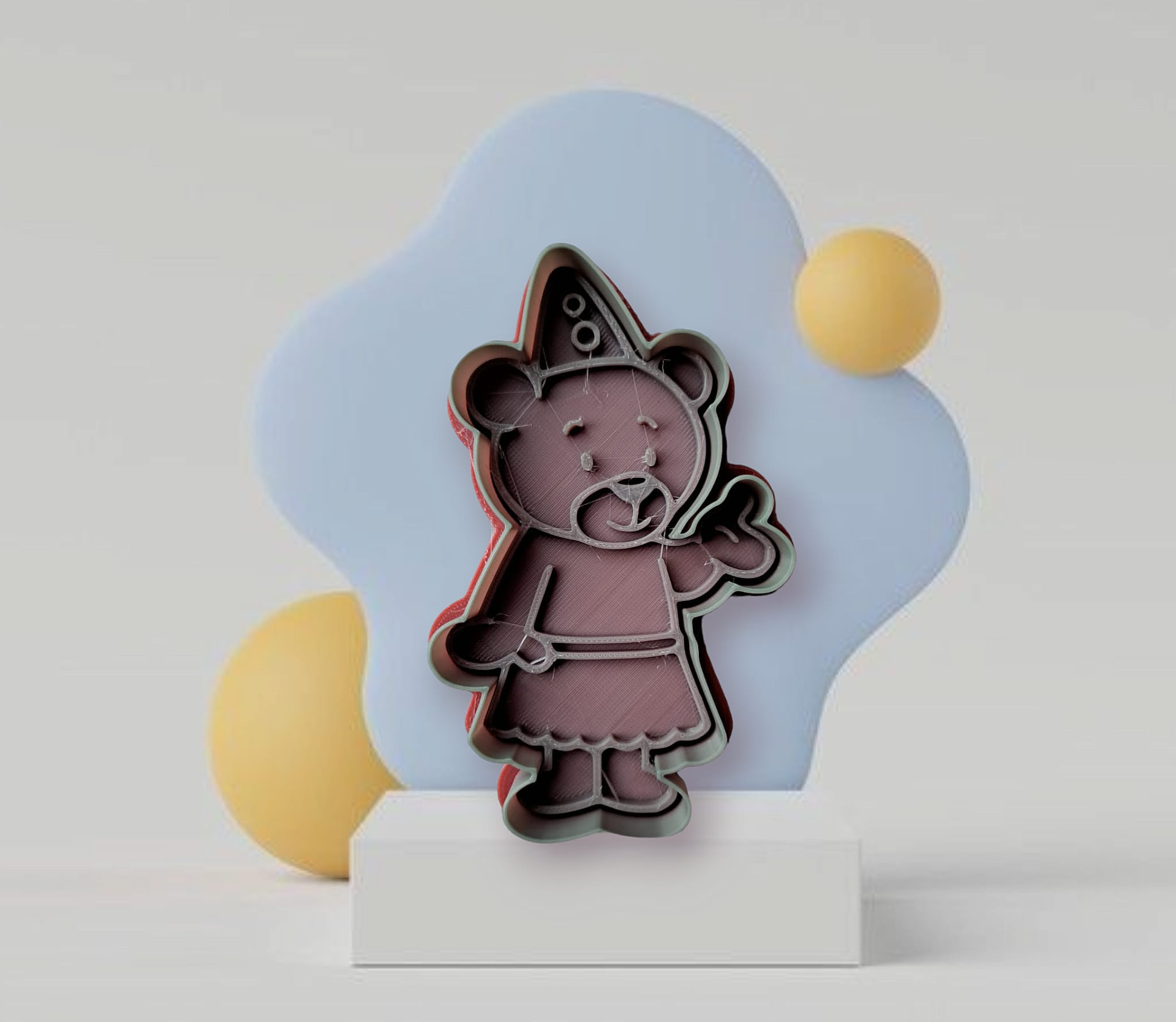 bola nanadu dançando urso biscoito cortador carimbo by merilno3d passatempo faça studio100 estúdio 100 palhaço criança fofa desenho animado engraçado diversão cortador 3D print model - Mito3D