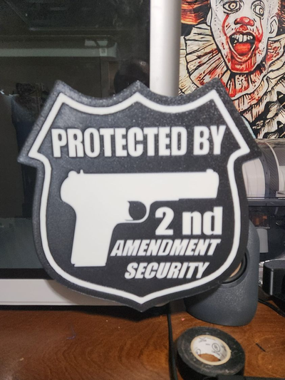 protected by 2nd amendment security bromigo77 art signs & logos led wall gun light lightbox box 3d print model - Mito3D