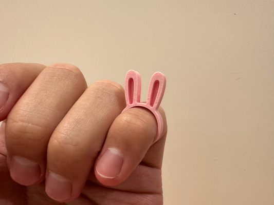 hase ring by wanglvhe mode ringe spielzeug kind rosa 3d print model - Mito3D