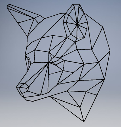 geométrico lobo perro by nicolas barnay arte 2d pared arte lineal diseño rápido ligero 3d print model - Mito3D