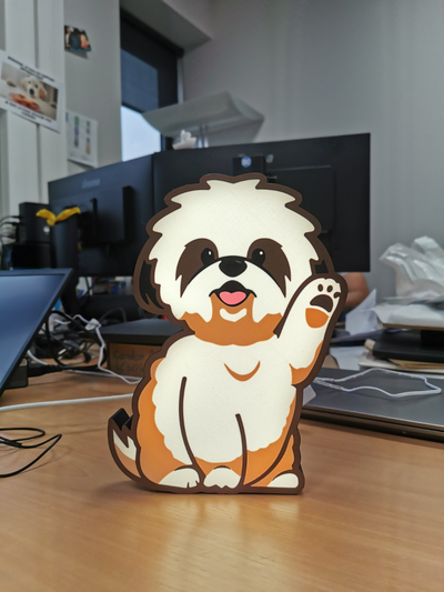 shih tzu guidato luce lampada by oldspice3d domestico arredamento lightbox shihtzu cane lampe gamba razza chien 3d print model - Mito3D