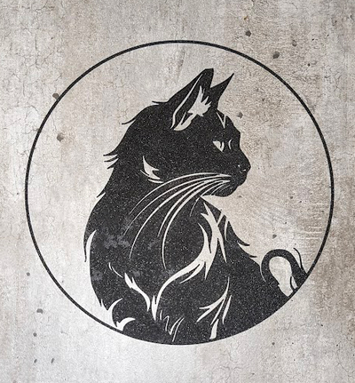 2d gato pared arte by angry p1p mural silueta blackandwhite 2dart tatuaje 3d print model - Mito3D