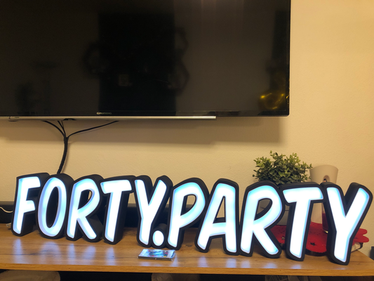 namenlampe lightbox fortyparty letters partylight by flexn-3d art signs & logos namenslampe nightlamp lamp fortyparty 3d print model - Mito3D