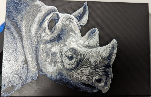 rhino by papa emeritus iv art 2d horn rhino3d rhinocenos rhinoceros hue forge multi colo color print printing animal africa african zoo layer change height painting 3d print model - Mito3D