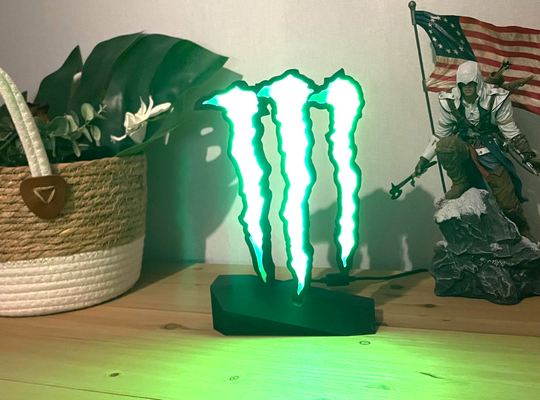 monster energie stelle led by zouzou fabrik kunst zeichen logos lampe box monsterenergie 3d print model - Mito3D