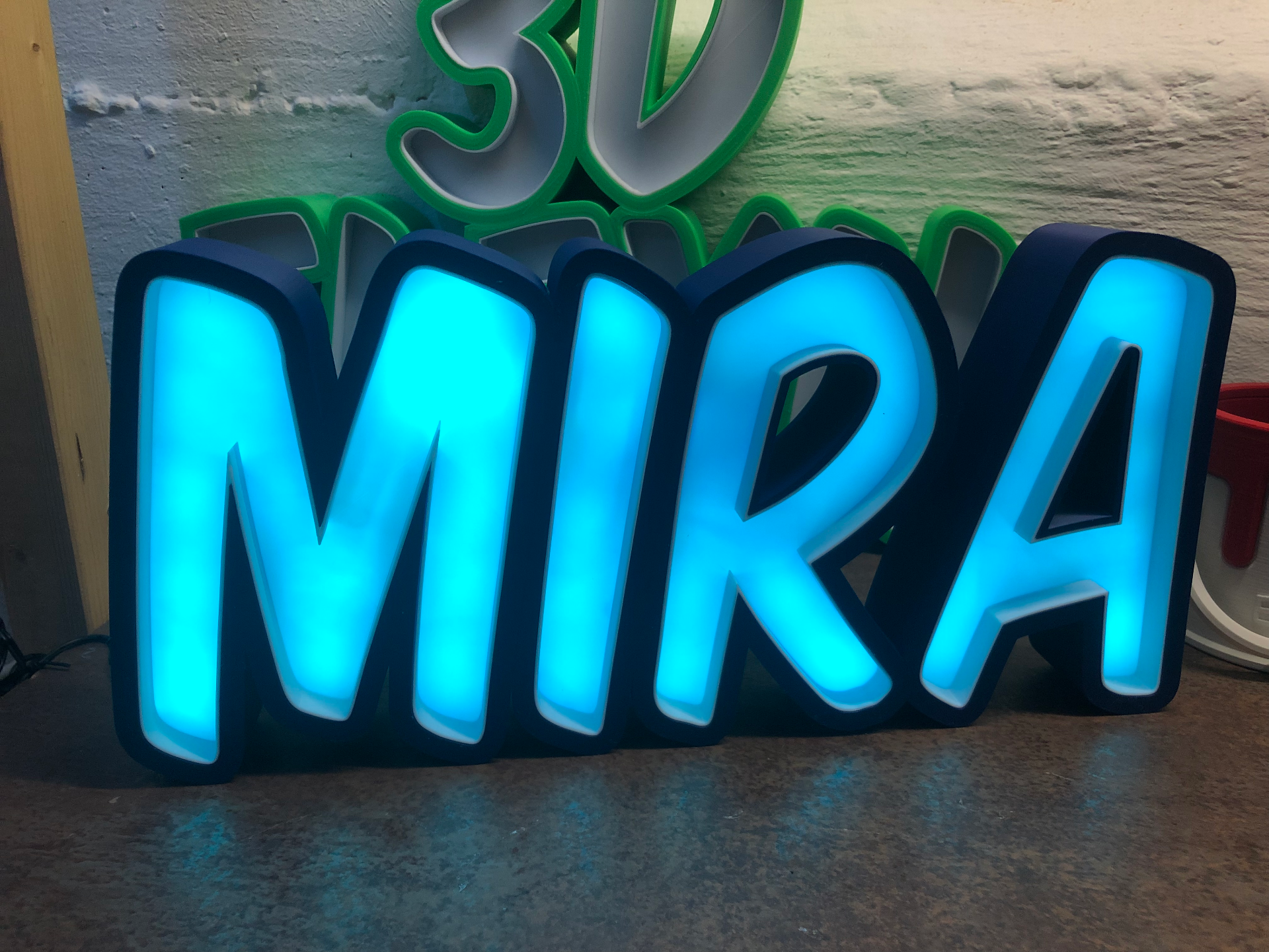 namenslampe lightbox mira letters by flexn-3d art signs & logos lamp nachtlicht namelamp letter 3D print model - Mito3D