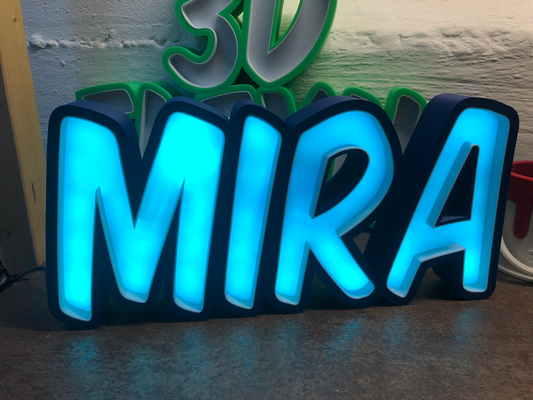 namenslampe leuchtkasten mira briefe by flexn 3d kunst zeichen logos lampe nachtlicht namenslampe brief 3d print model - Mito3D