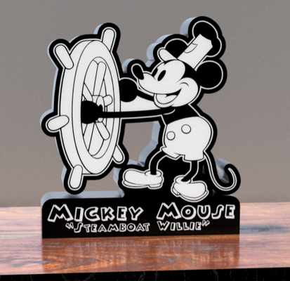 dampfschiff willie mickey maus led leuchtkasten by mfdesigns3d kunst zeichen logos 3d print model - Mito3D