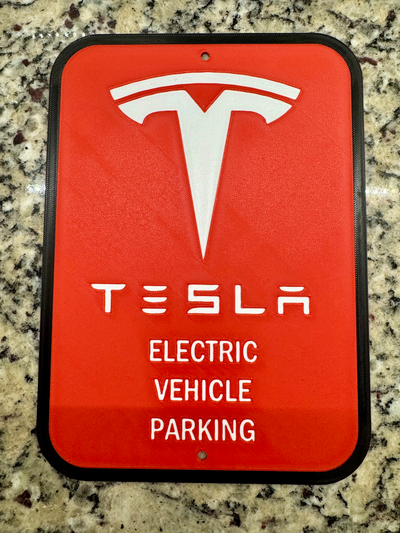 tesla parking sign remixed by roscoecoby art models red black white teslaparking supercharger supercharging model y x 3 s 3d print model - Mito3D