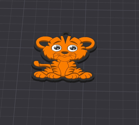 cute animal trevor tiger keychain necklace charm free commercial by dominator334 fashion jewelry key ring rings chains chain keyring keyrings keychains tigers kid kids child children ams ready boy girl boys girls gift gifts happy 3d print model - Mito3D