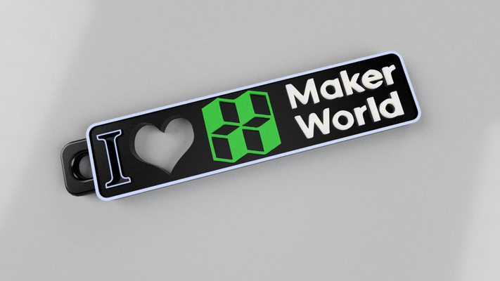 i love maker world - keychain by bhmarten tools gadgets bambu lab logo 3d print model - Mito3D