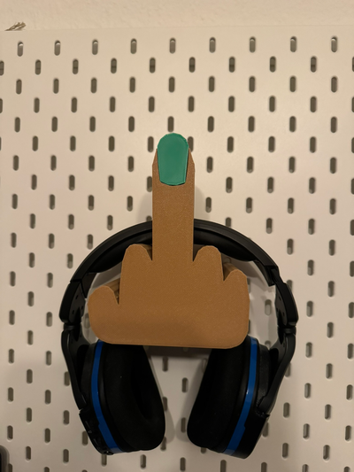 headphone holder middle finger ikea skadis by fraspi hobby & diy music accessory headphonehanger ikeaskadis 3d print model - Mito3D