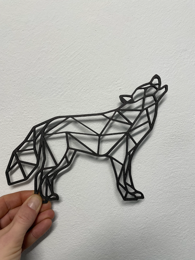 parede arte lobo by reuter corporação 2d poli geométrico animal 3d print model - Mito3D