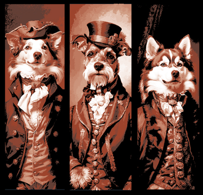 impostato of 3 segnalibri dapper cagnolino ritratti vittoriano palla by mclanesmemories arte 2d libro marchio segnalibro pennarello fucina cappelli cane indossato collie husky schnauzer 3d print model - Mito3D