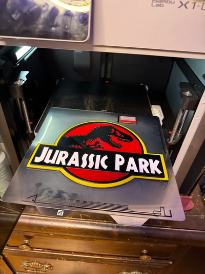 jurassic park logo by sasquatch phil art 2d dinosaurs nostalgia 3d print model - Mito3D