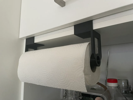 clamped hanging kitchen paper holder by b3rnd8 household house models accessories roll papertowel papertowelrollholder papertowelholder clamp noscrew noglue no glue screws 3d print model - Mito3D