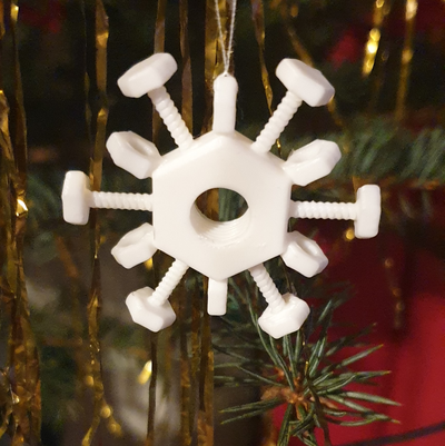 screw nut snowflake by rainbow impostor ev halkı dekor kar tanesi vidalamak fındık tasarlanmış 3d print model - Mito3D