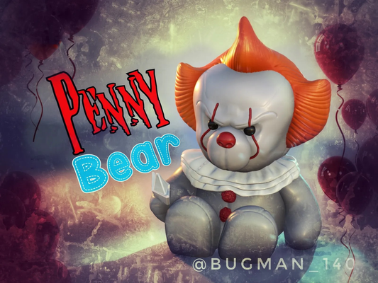 penny bär by bugman 140 kunst skulpturen halloween dekoration dekor freunde it niedlich monster grusel könig außerirdischer steven clown teddy barry teddybär abonnieren 3d print model - Mito3D