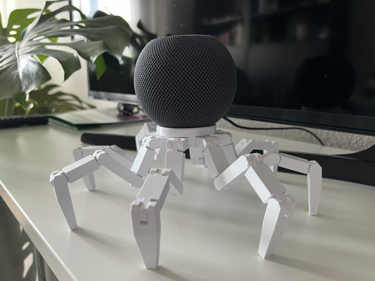 homepod mini ficar pé mecânico aranha pernas longo perna versão by espesso casa decoração articulado suporte homepodmini maçã robô spidertron máquina guerra ajustável 3d print model - Mito3D