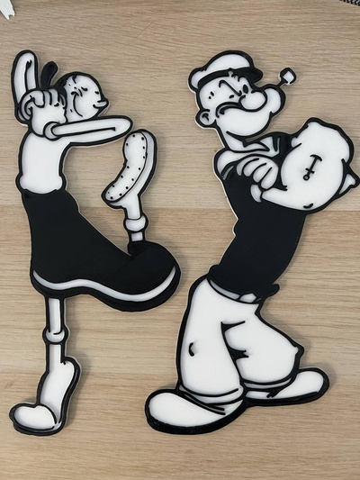 popeye olivia by aitorcosta arte modelli decorazione cartone animato decoracion bicolore colori braccio ferro marinaio thesailorman 3d print model - Mito3D