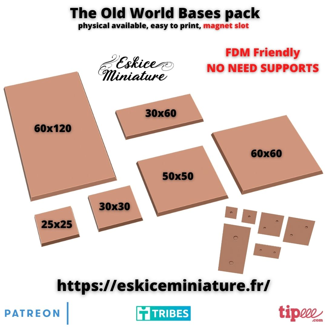 old world bases pack - simple by eskice miniature toys & games board warhammer print sell in place 3D print model - Mito3D