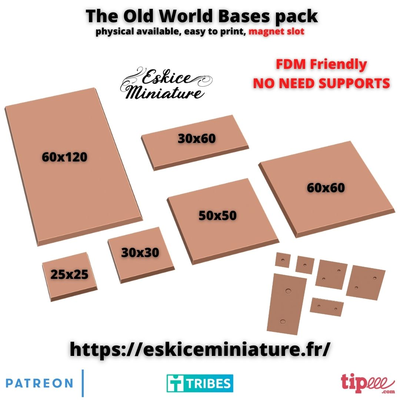 old world bases pack - simple by eskice miniature toys & games board warhammer print sell in place 3d print model - Mito3D