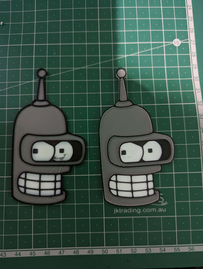 bender head by 2d printing enthusiast art futurama cartoon ams pla outline 3d print model - Mito3D