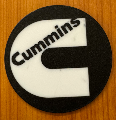 cummins logo coaster by bancon art panneaux logos moteur diesel 3d print model - Mito3D