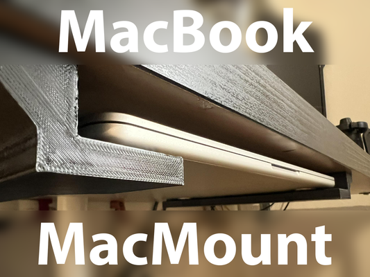 macbook macmount desk mount holder by dub1ns household office mac air macbookpro underdesk apple 3d print model - Mito3D