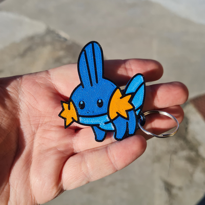 mudkip keychain by maker's innovations toys & games characters pokemon 2d art keychains 3d print model - Mito3D