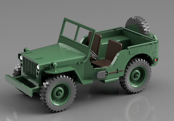 us jeep willys mb 1 4 tonne truck völlig 3d druckbar ziehen räder by mikolaj mazik bildung ingenieurwesen historisch ww2 panzer lkw rc amerika modell ams ausrüstung wagen rad kunst konstruktion 3d print model - Mito3D