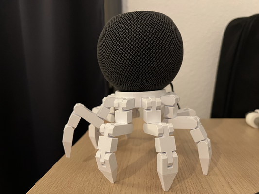 homepod mini supporter mécanique araignée jambes court jambe version by thiccque ménage décor articulé titulaire soutien homepodmini pomme robot spidertron machine guerre ajustable 3d print model - Mito3D