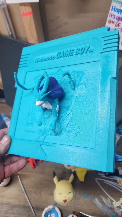 suicune pokémon cristal game boy cartucho by tmack casa decoração nintendo parede arte 3d print model - Mito3D