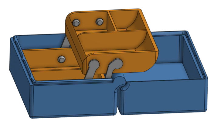 print in place box 40 x 60 mm - extra features storage by kurtvdv tools gadgets pip hinge hinged easy medicine small parts 3d print model - Mito3D