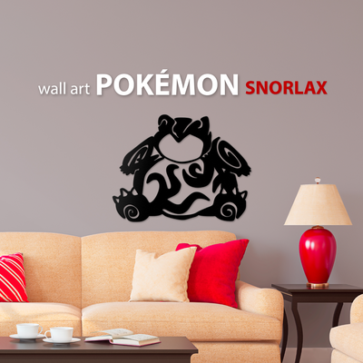 pokemon snorlax in tribale stile parete arte decorazione by indibili 2d muraria deco 3d print model - Mito3D