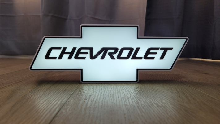 chevrolet logo led licht box by nostalgische drucke kunst zeichen logos chevy camaro korvette impala ams bereit leuchtkasten bambu labor 3d print model - Mito3D