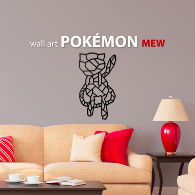 pokemon geometrico miagolare arte muraria decorazione by indibili 2d psichico leggendario parete deco 3d print model - Mito3D