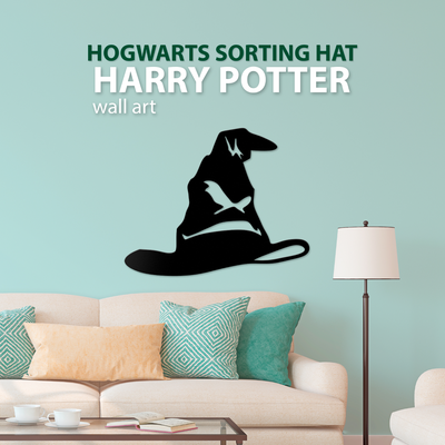 hogwarts sorting hat wall art decoration by indibles 2d harry potter harrypotter sortinghat wallart 2dart deco 3d print model - Mito3D