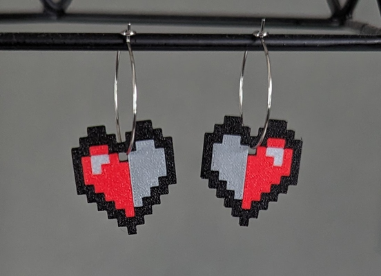 pixel heart 50 earrings by krazi201 fashion jewellery zelda pixelart 3d print model - Mito3D