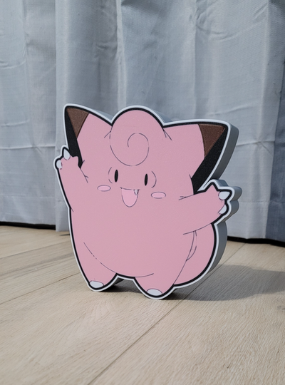 clefairy guidato luce scatola ams pronto by stampe nostalgiche arte 2d clefable pokemon 151 bambu laboratori lightbox lampada 3d print model - Mito3D