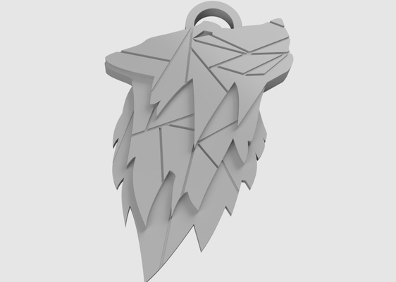 loup porte clés géométrique plat remixé by lancelotcv ménage décor déco clé 3d print model - Mito3D