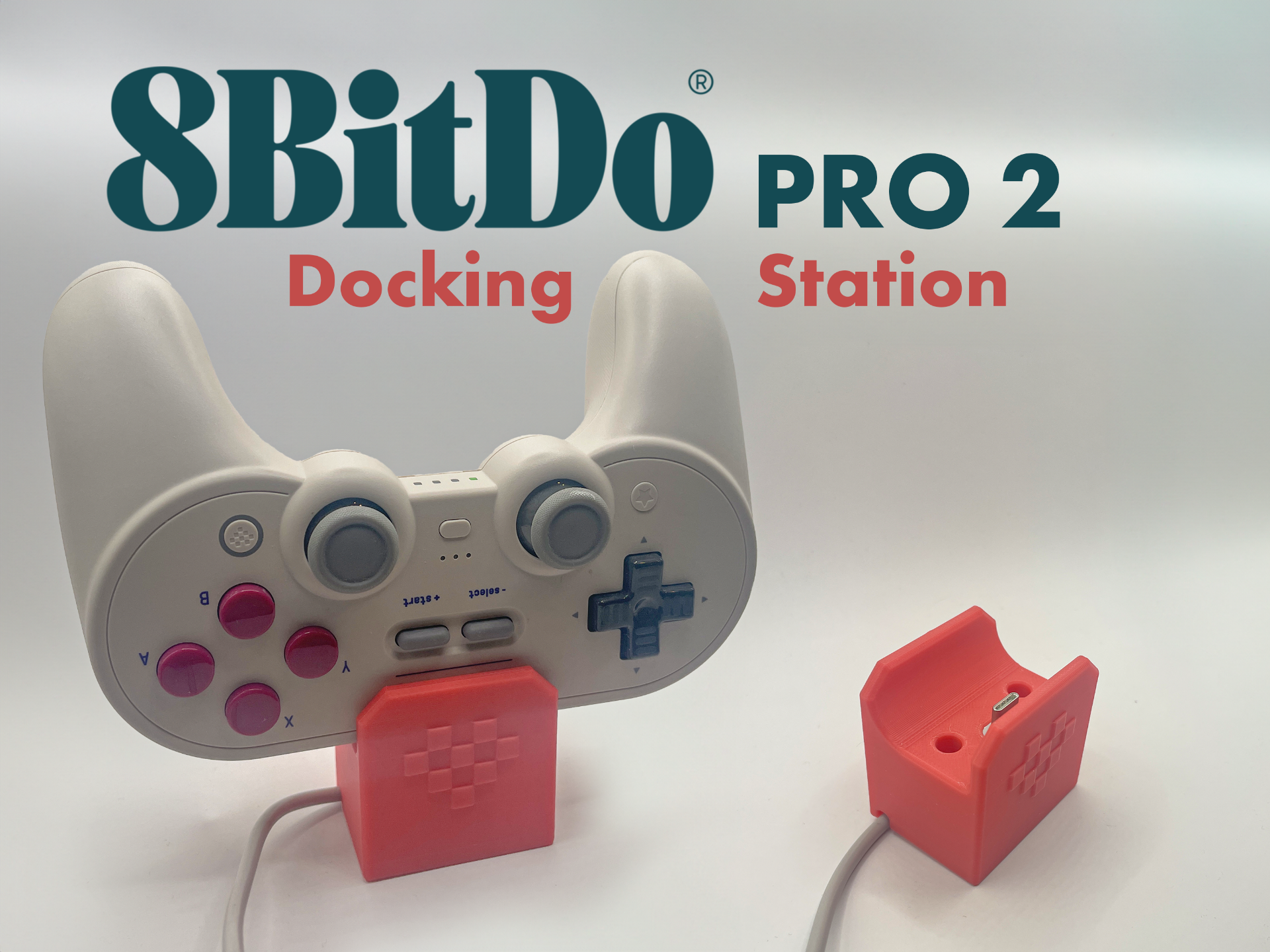 8bitdo profesyonel 2 kontrolör yanaşma istasyon by sefil şekilde hobi kendin yap elektronik 8 bit oyun kumandası yerleştirme istasyonu şarj cihazı kulp destek rıhtım asmak 3D print model - Mito3D