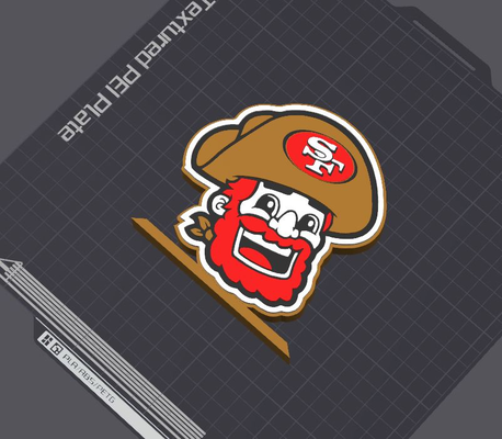 san francisco 49ers levain sam table supporter by 5kyrunn3r art panneaux logos nfl nationale football ligue américain amérique etats unis ams prêt logo signe mascotte super bowl 3d print model - Mito3D