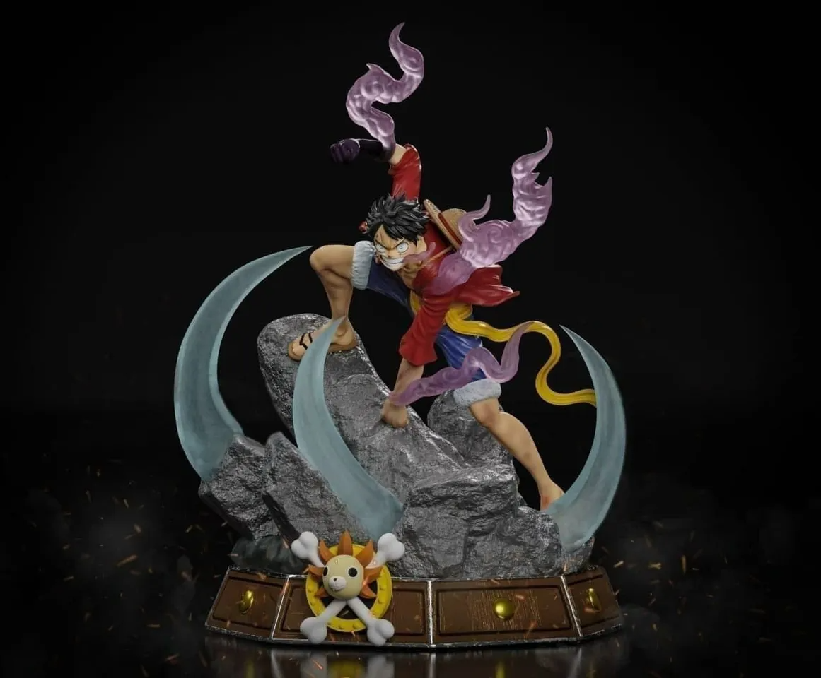 luffy 1 peça imprimível 3d modelo colorida remixado by salvatorepascuzzi arte esculturas manga açao figura minifigura 3D print model - Mito3D