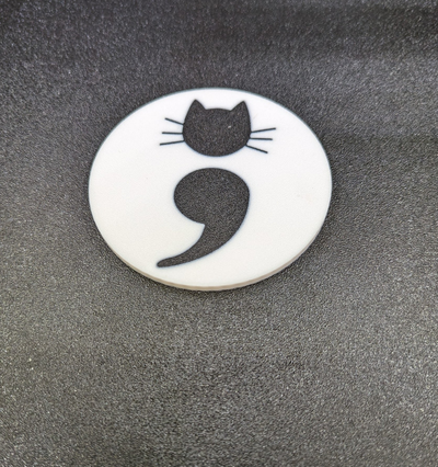 semi-colon cat coaster by t147caddy art models 3d print model - Mito3D