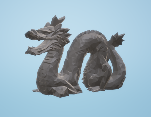 poly stanford dragon remixed by dark phoenix art sculptures lowpoly scary dragons standford 3d print model - Mito3D