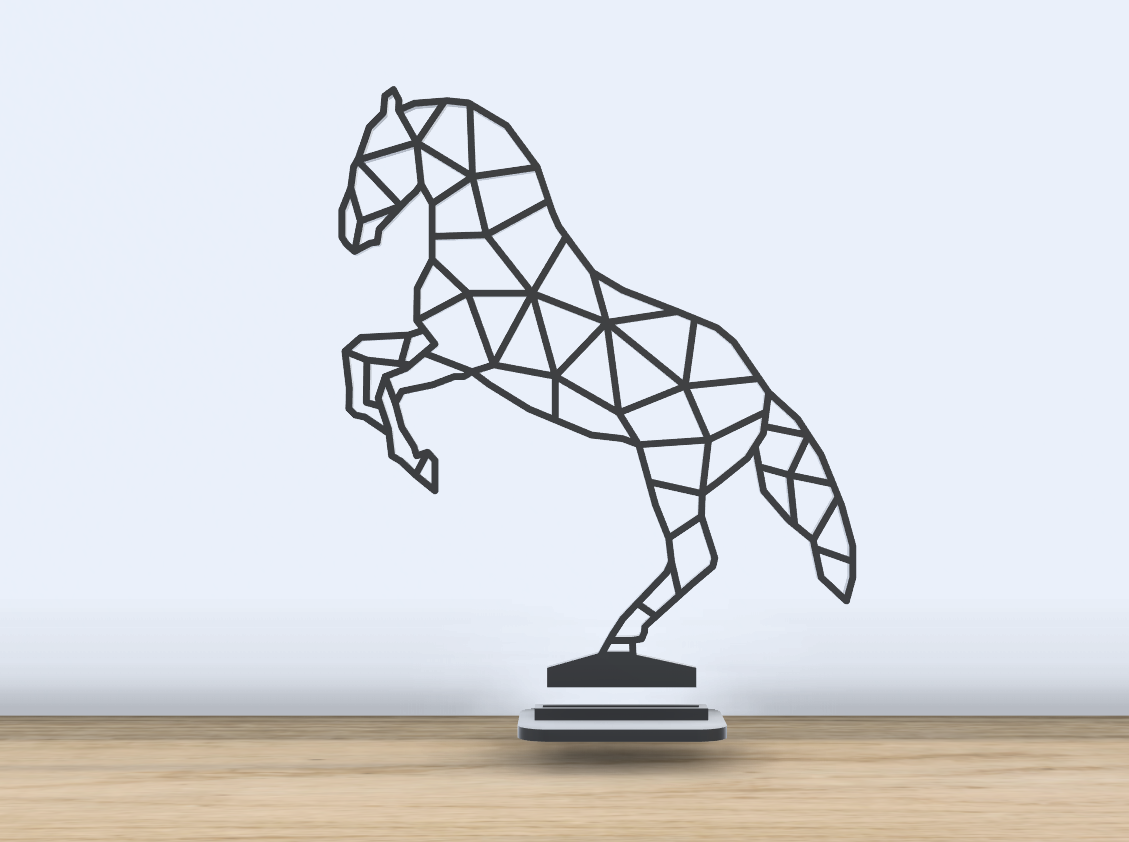 geometrisch poly pferd stand by jf 699 kunst 2d tier dekor säugetier scheune reiten büro zubehör schreibtisch stehen verschmelzung 360 3D print model - Mito3D